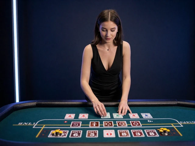 Live-Dealerin im schwarzen Kleid am neonbeleuchteten HD-Roulette-Tisch im Betsson Live-Casino