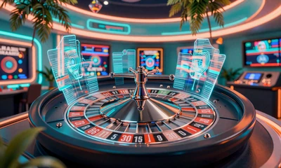 Vibrantes Brazilian Roulette Studio mit Neonlicht im Betsson Live Casino