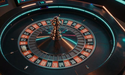 Neonbeleuchtetes Roulette-Rad von oben f&uuml;r das Roulette Spiel im Betsson Online Casino