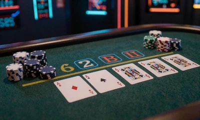 Blackjack-Tisch mit ausgeteilten Karten und Chips im Betsson Casino